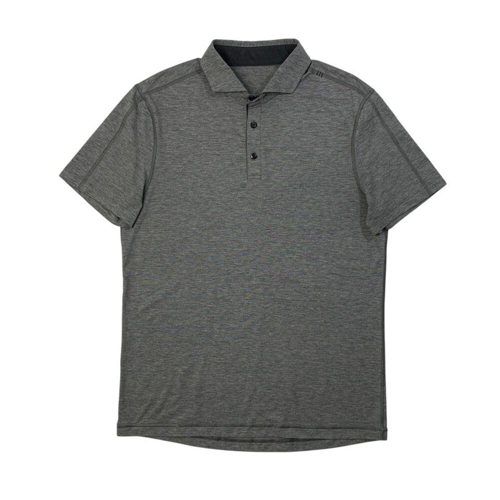 Lululemon Polo Shirt Mens L Large Graphite Evolution Short Sleeve Performance